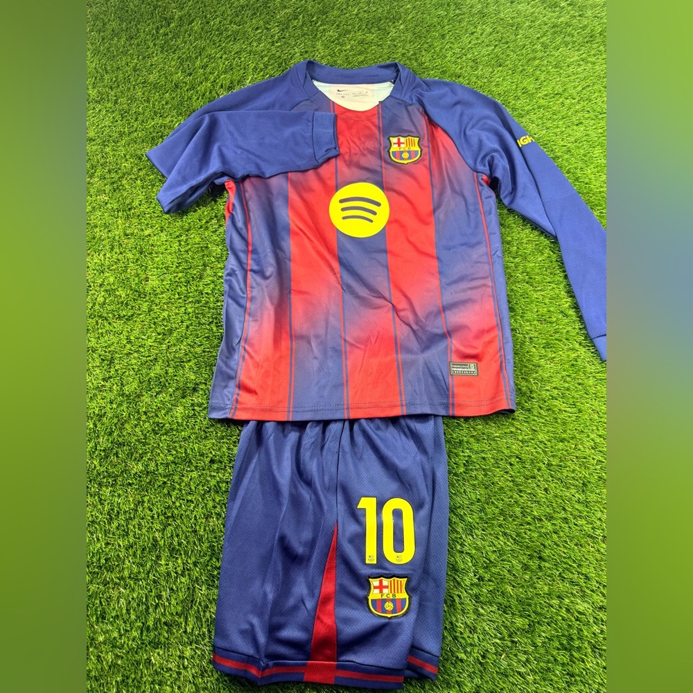Kids Lamine YamalBarcelona Soccer Jersey Set long sleeve